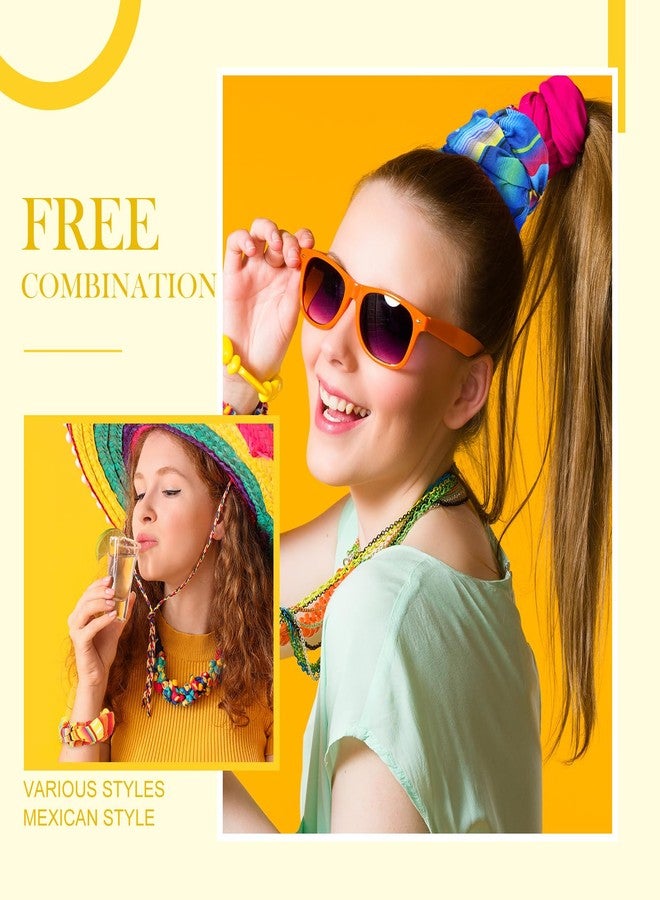 Toulite مجموعة توليت من 24 ربطة شعر مطاطية لحفلات سينكو دي مايو: ربطات شعر ملونة للشعر الكثيف/الخفيف، للنساء والفتيات - إكسسوارات كرنفالية بطابع مكسيكي - Image 5