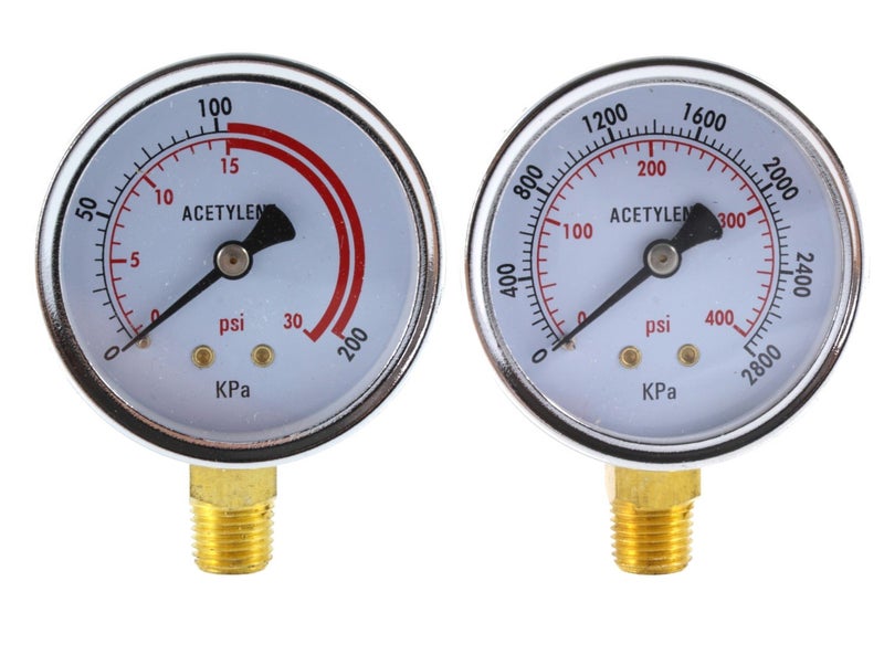 Sa - Low and High Pressure Gauges for Acetylene Regulator - 2.5 inches (PAIR) - Image 1