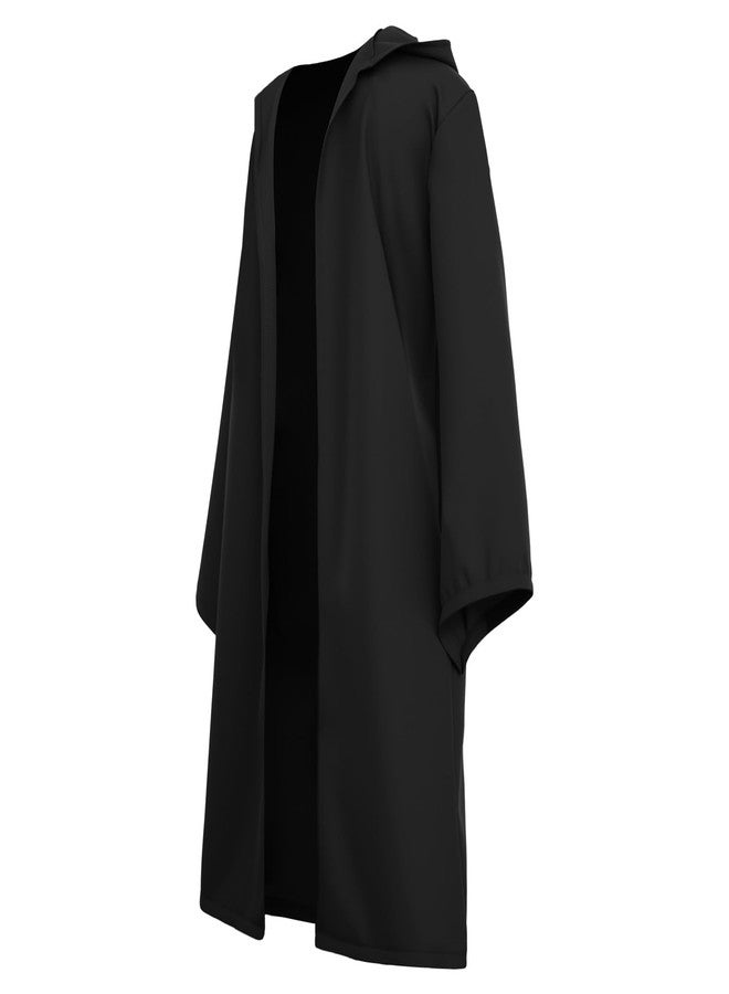 Prebene Kids Knight Robe Hooded Cloak, Halloween Costume for Boys Cosplay 3-14 Years - Ranger Wizard Elven Hooded Cape Robe (Black, XS) - Image 2