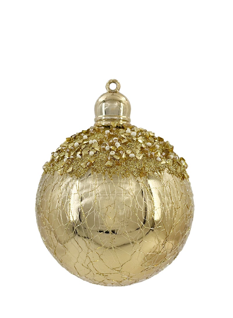 4 Pieces Christmas Designer Baubles Gold 8cm Box