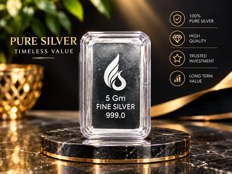 KHUSHBOO JEWELS Pure 999 Silver Square Coin 5 GRMS - Image 2