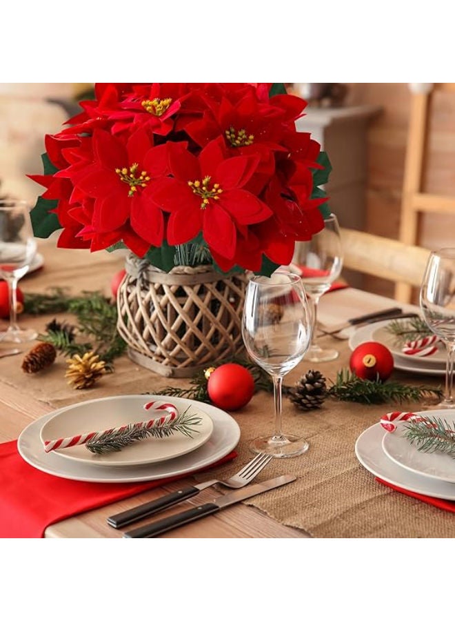 6 Pack Poinsettias Artificial Christmas Flowers - Image 3