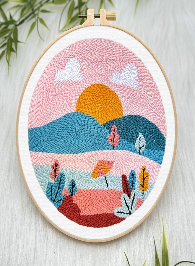 ERKOON Punch Needle Kit Adults Beginners, DIY Easy Landscapes Embroidery Set for Starter Art Craft, Needling Punch Project with Patterns, Tools, Yarns, Hoop, Instruction (Summer) - Image 4