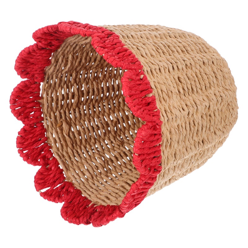 Handwoven Paper Rope Basket: Organizer Bin Farmhouse Round Trash Can Wastepaper Basket for Office Home Bedroom Living Room - Image 1
