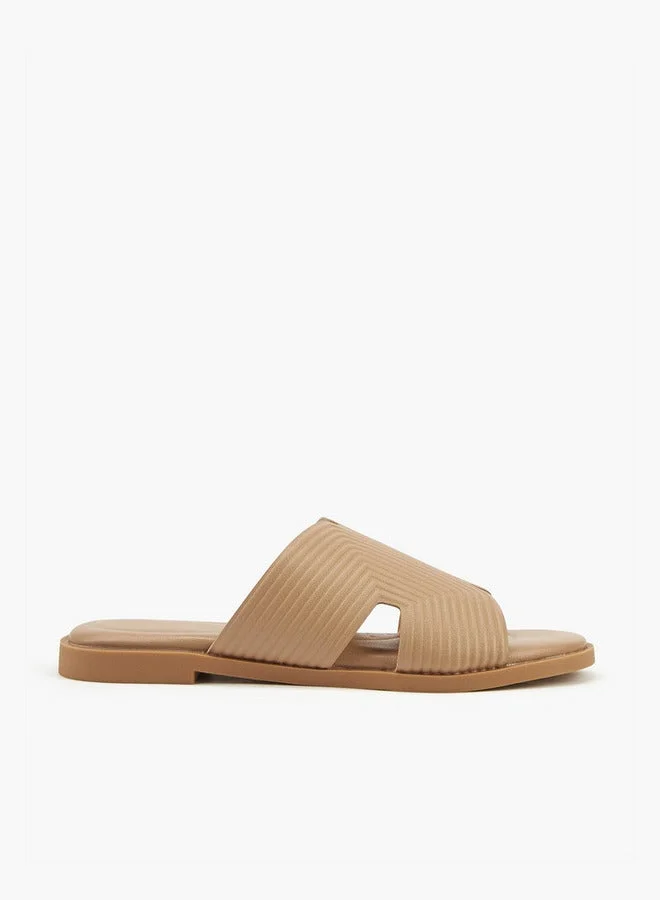 Flora Bella By Shoexpress Textured Slip-On Flat Sandals