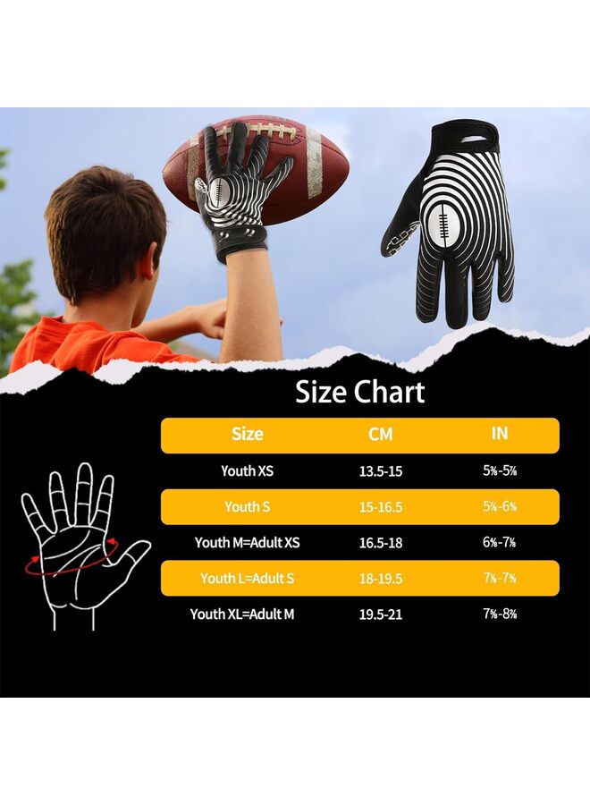 Generic Youth Football Gloves, Sticky Wide Receiver Gloves for Kids & Adult, BLACK Stretch Fit Football Gloves (Size : M)  - Image 1