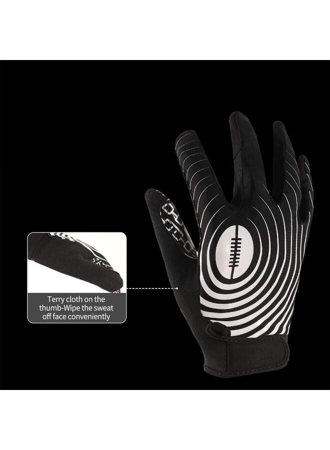 Generic Youth Football Gloves, Sticky Wide Receiver Gloves for Kids & Adult, BLACK Stretch Fit Football Gloves (Size : M)  - Image 3