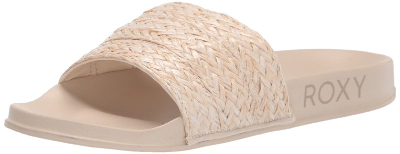 Roxy Women's Slippy Jute Flat Sandals, Cream, 7