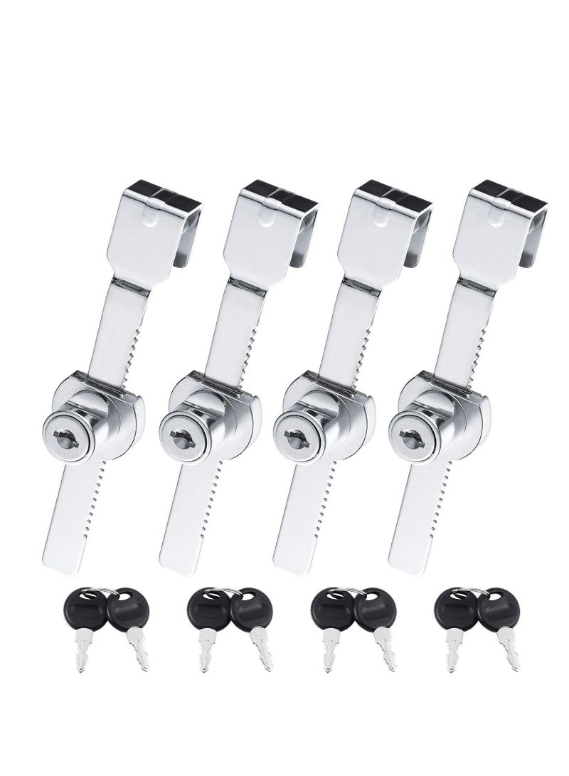 Glass Showcase Cabinet Locks 4 Set Sliding Glass Door Ratchet Locks Durable Drawer Cabinet Door Locks Sliding Door Frame Locks for Display Drawer Cupboard Mail Box Door Showcase (with 8 Keys)  - Image 1