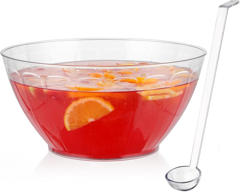 MOLIGOU Plastic Punch Bowl with Ladle, 1.8 Gallon Large Punch Bowl for Parties, Clear Serving Bowl for Salad, Snack, Candy - Image 1