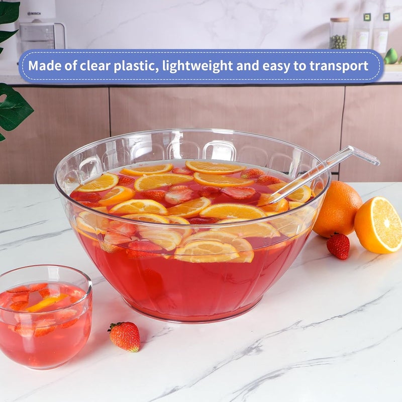 MOLIGOU Plastic Punch Bowl with Ladle, 1.8 Gallon Large Punch Bowl for Parties, Clear Serving Bowl for Salad, Snack, Candy - Image 3