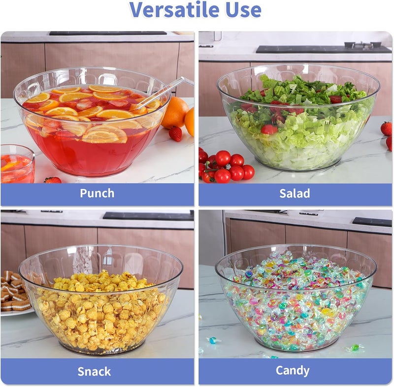 MOLIGOU Plastic Punch Bowl with Ladle, 1.8 Gallon Large Punch Bowl for Parties, Clear Serving Bowl for Salad, Snack, Candy - Image 5