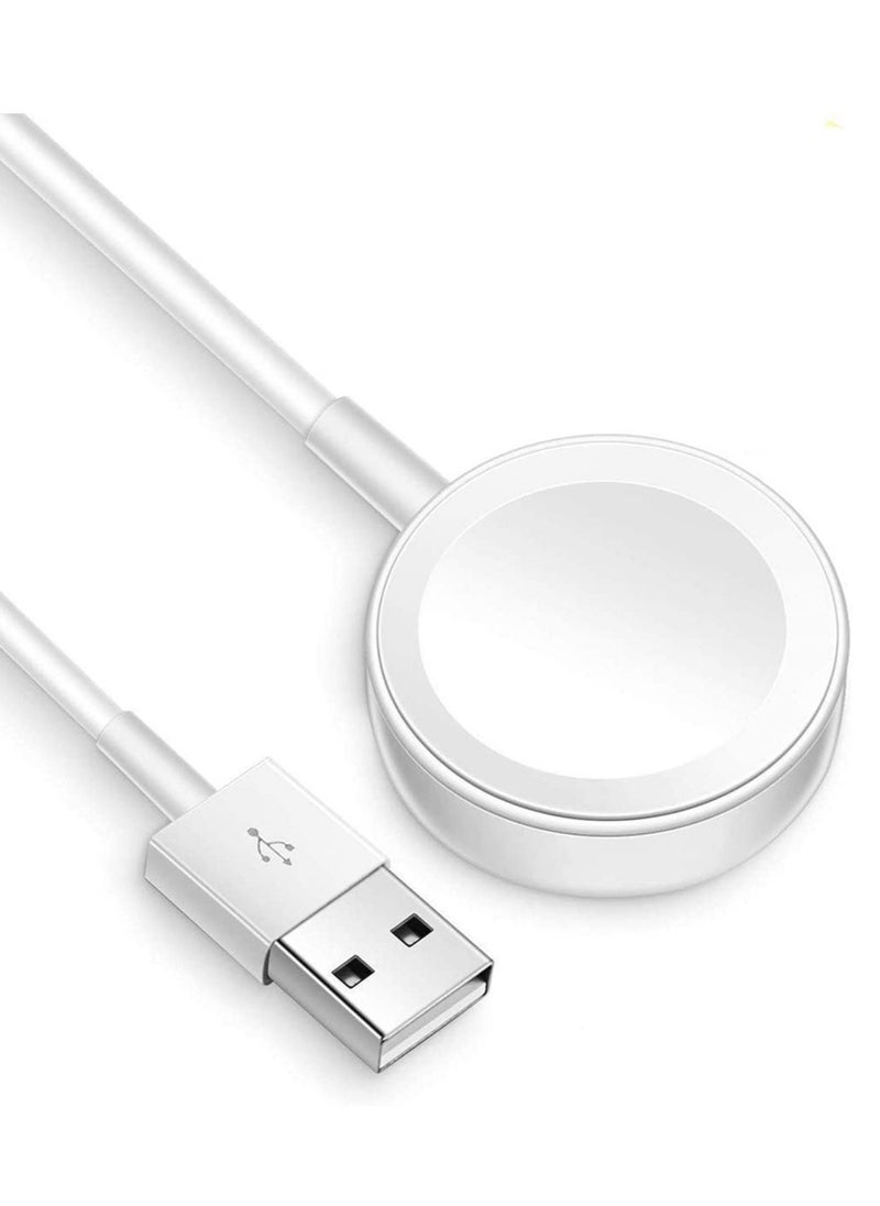 Portable Smart USB Watch Charger Cable Magnetic Wireless Charging Dock For Apple iWatch (Series 7/6/5/4/3/2) Apple watch For iPhone - White