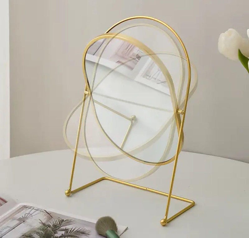 Generic Oval Vanity Mirror, Gold Metal Frame, Princess Style, Standing Tabletop Design, Decorative .KL - Image 2