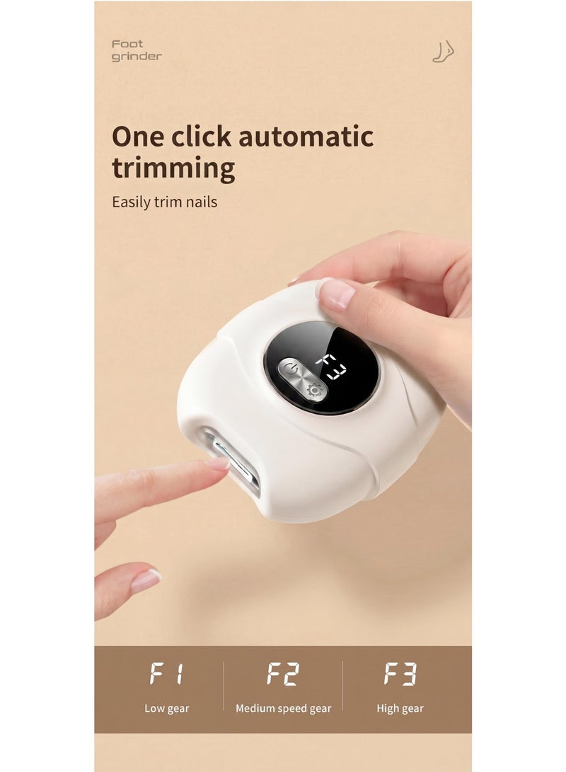 Electric Nail Clipper & Callus Remover 2 in 1, Rechargeable Foot File with 3 Speeds, LCD Display, Quartz Grinding Head & Nail Catcher for Smooth Feet and Safe Nail Care - Image 3