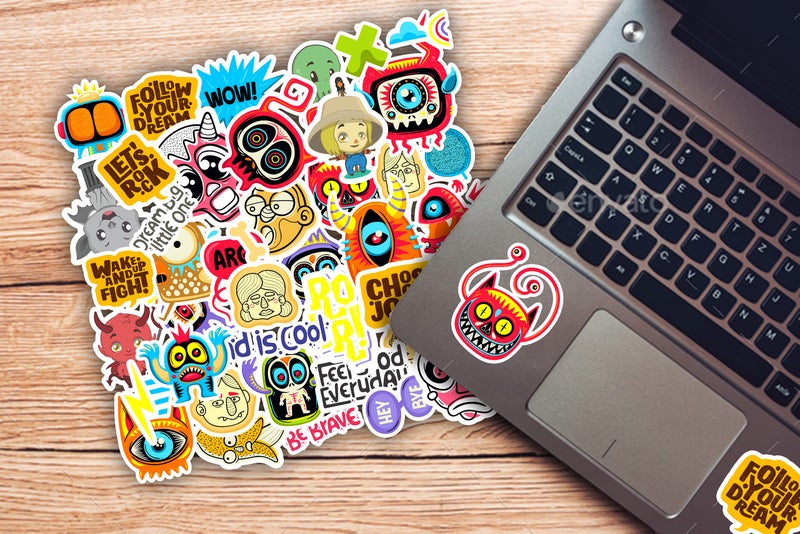 iberry's 50 pcs Stickers for Laptop Mobile Phones Computer Bicycle Luggage Scrapbooks Gadgets | Waterproof Stickers|Monster Collection Stickers| Laptop Sticker- Set of 50 Stickers (03) - Image 3