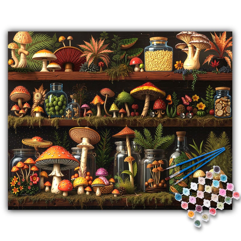 Offito Paint by Numbers Kit for Adults Mushroom Acrylic Adult Paint by Number Kits on Canvas for Beginner Shelf DIY Oil Painting by Numbers for Adults Kit Perfect for Home Decor Gift 16x20 - Image 3