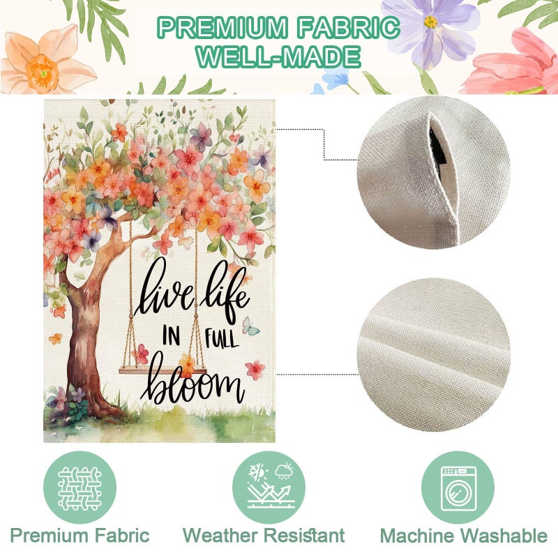 Baccessor Spring Summer House Flag, Flower Tree Swing Butterflies Floral Large Yard Flag for Outside Double Sided Burlap Outdoor Porch Decor 28 x 40 Inch - Image 4