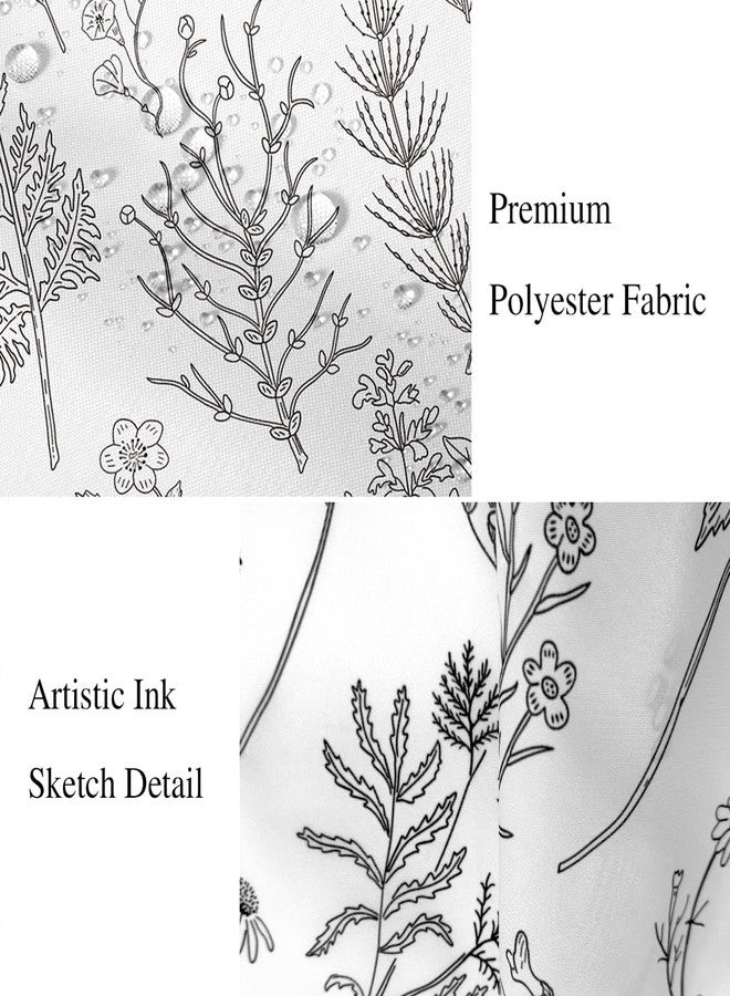 Coxila Narrow Stall Shower Curtain 36 x 72 Inch, Vintage Wildflower Black and White Bath Curtains for Small Bathroom, Retro Floral Modern Farmhouse Rustic Polyester Fabric, 7 Hooks Included - Image 5