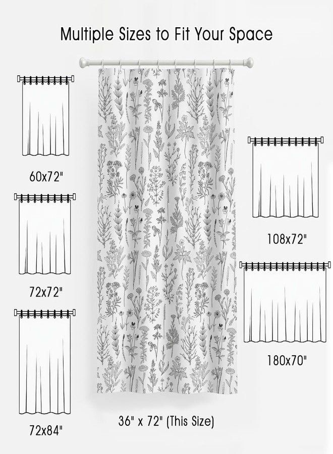 Coxila Narrow Stall Shower Curtain 36 x 72 Inch, Vintage Wildflower Black and White Bath Curtains for Small Bathroom, Retro Floral Modern Farmhouse Rustic Polyester Fabric, 7 Hooks Included - Image 4