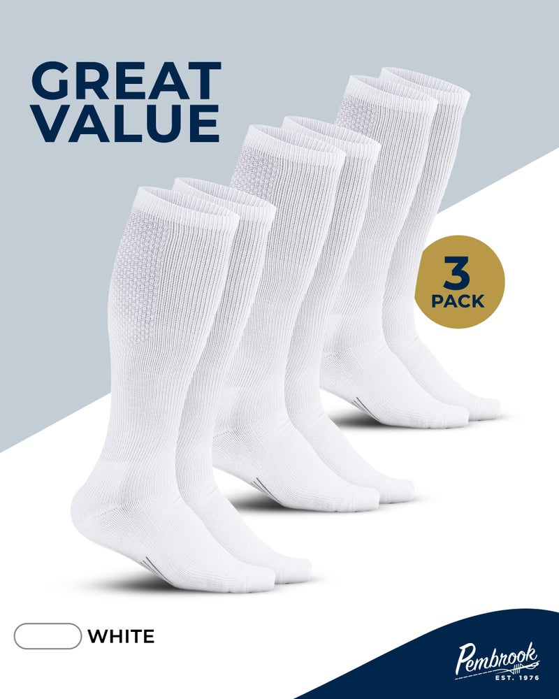 Pembrook Compression Socks for Men - 3 Pack | Compression Socks for Flying, Athletics, Work | Graduated Athletic Compression Socks for Men 9-12 | Whi - Image 5