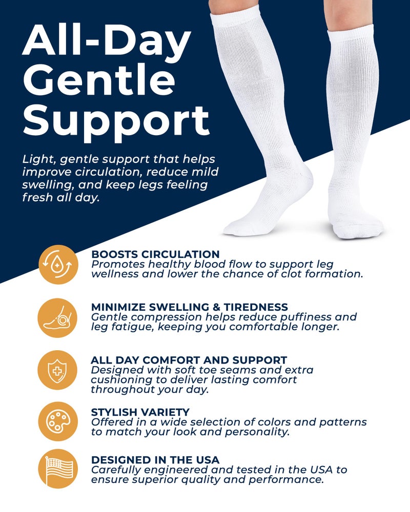 Pembrook Compression Socks for Men - 3 Pack | Compression Socks for Flying, Athletics, Work | Graduated Athletic Compression Socks for Men 9-12 | Whi - Image 2