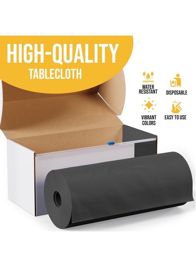 Exquisite Exquisite 54 Inch X 300 Feet Black Plastic Table Cover Roll in A Cut - to - Size Box with Convenient Slide Cutter. Cuts Up to 36 Rectangle 8 Feet Plastic Disposable Tablecloths  - Image 4