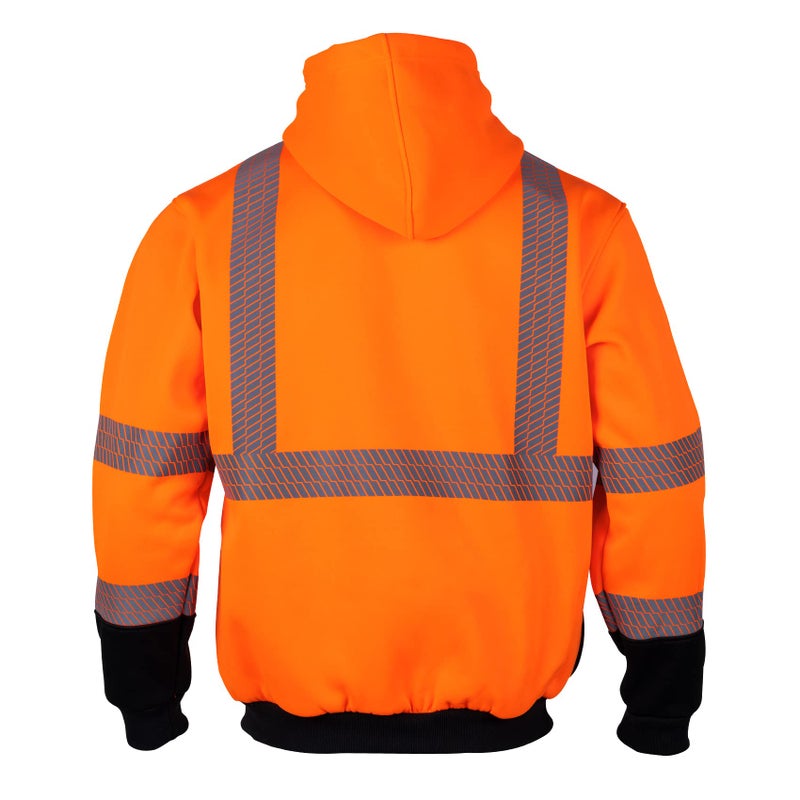 VENDACE High Visibility Reflective Safety Fleece Sweatshirt Hoodies for Men ANSI Class 3 Hi Vis Pullover Hoodie Jacket (Orange,L) - Image 3