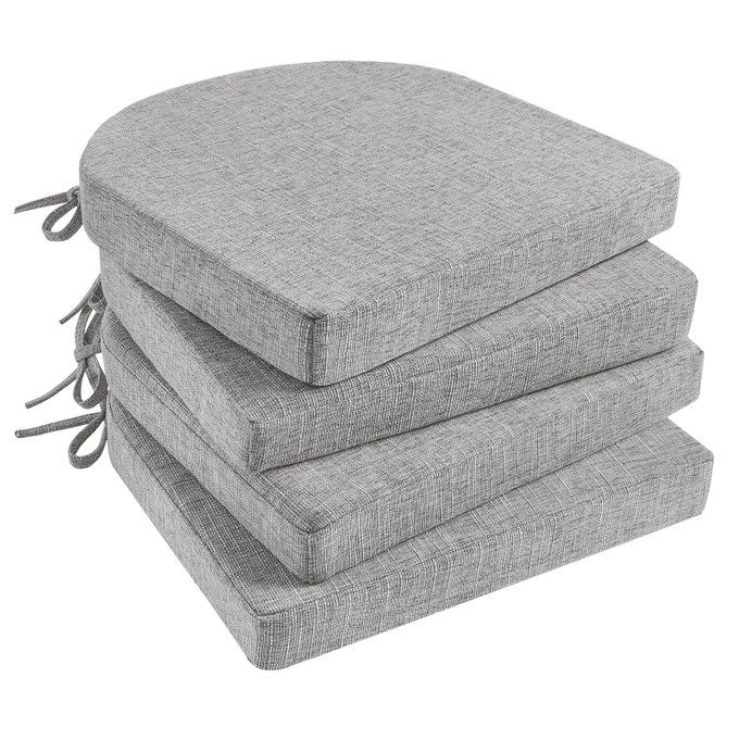 CHAIR CUSHIONS FOR DINING CHAIRS 4 PACK MEMORY FOAM CHAIR CUSHION WITH TIES AND NON SLIP BACKING 16 X 16 INCHES CHAIR PADS FOR DINING CHAIRSLIGHT GREY