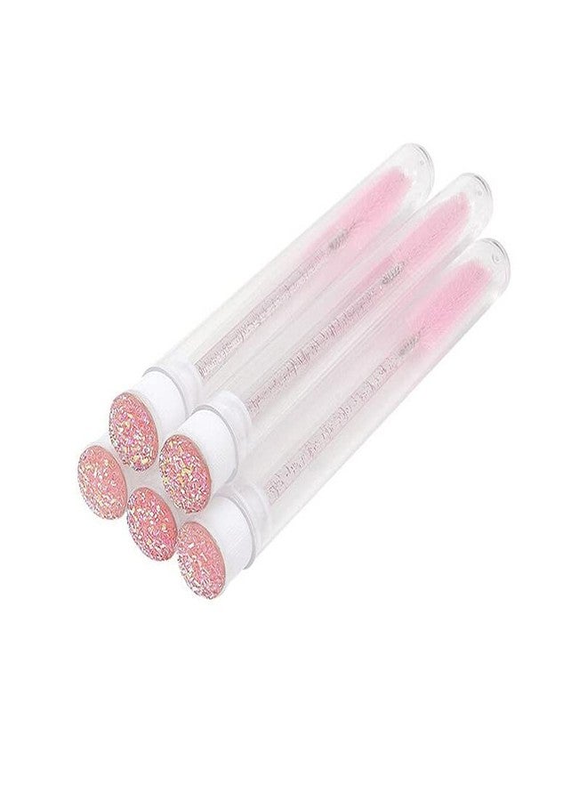 Quupy 5PCS Disposable Mascara Wand Tube Clear Eyelash Tube Eyelash Makeup Brush Tool Diamond Empty Eyelash Extension Brushes Applicators Makeup Tools(Pink) - Image 1