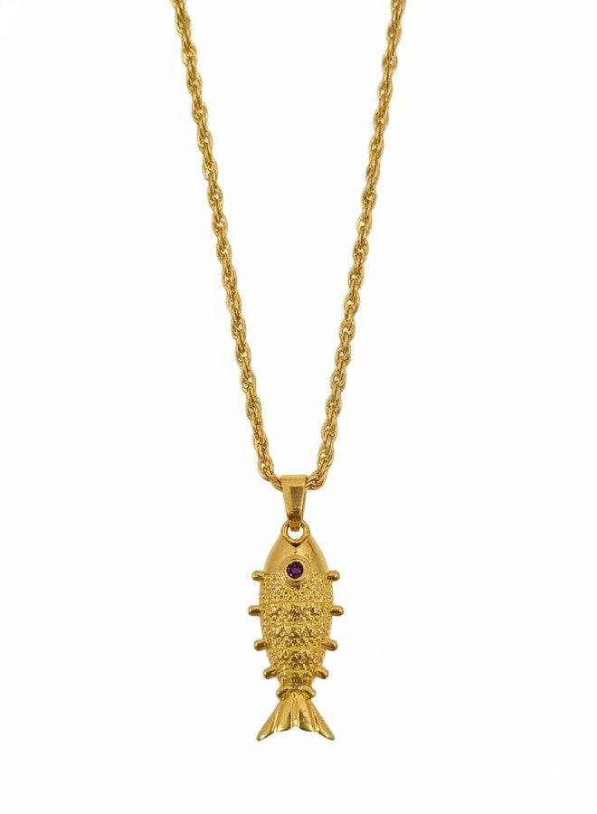 CHARMS Stylish Fish Design Pendant Necklace – Gold Tone Casual & Everyday Wear Jewelry - Image 1