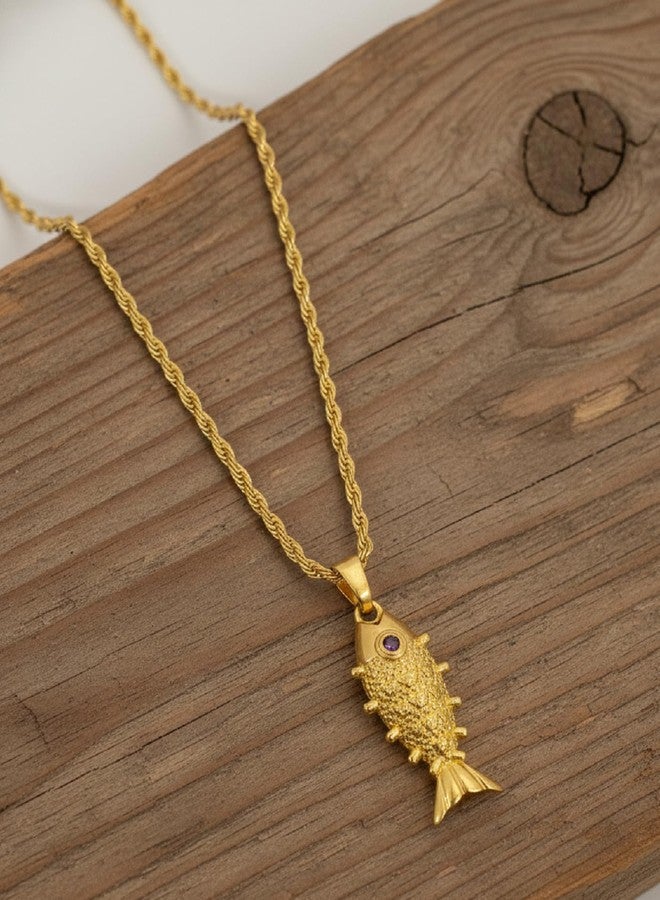 CHARMS Stylish Fish Design Pendant Necklace – Gold Tone Casual & Everyday Wear Jewelry - Image 5
