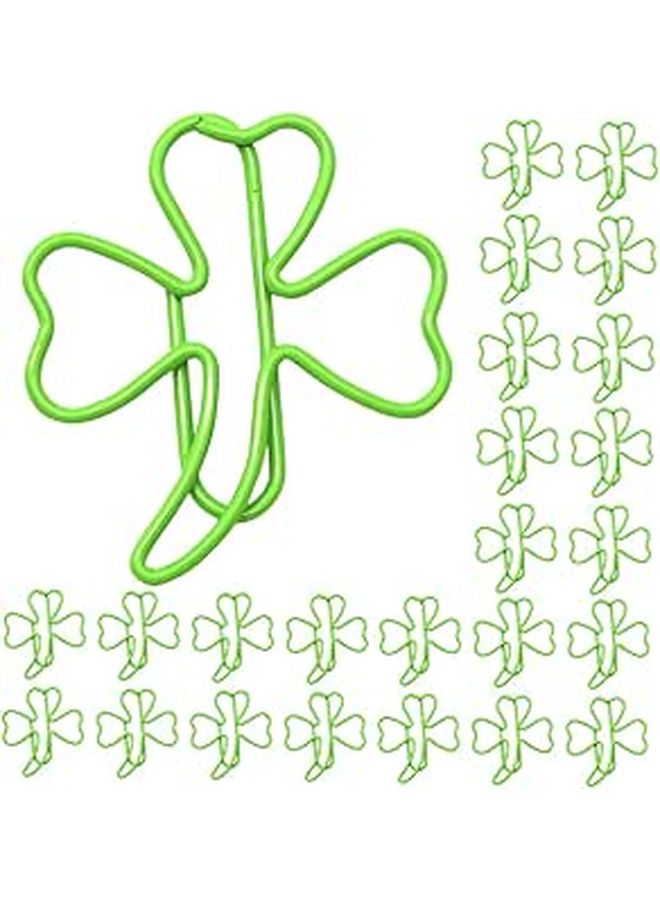 Shamrock Paper Clips 40 Pieces Green Metal for Office Organization Bookmarks Students Teachers - Image 1