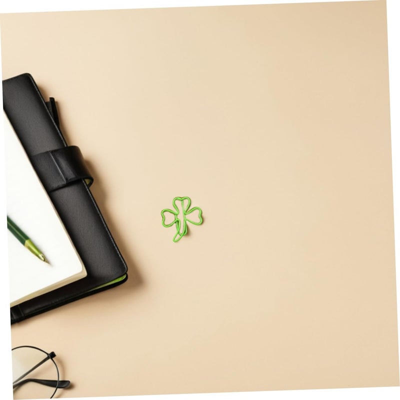 Shamrock Paper Clips 40 Pieces Green Metal for Office Organization Bookmarks Students Teachers - Image 5