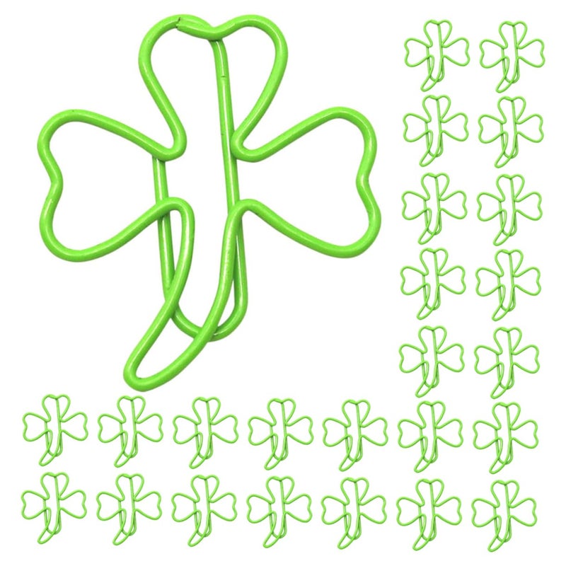 Shamrock Paper Clips 40 Pieces Green Metal for Office Organization Bookmarks Students Teachers - Image 2