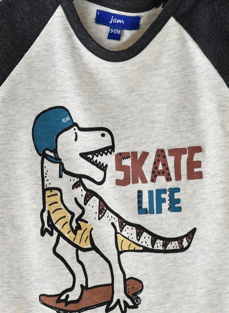 JAM Boys' 'Skate Life' Dinosaur Graphic Raglan Long-Sleeve Tee - Image 3