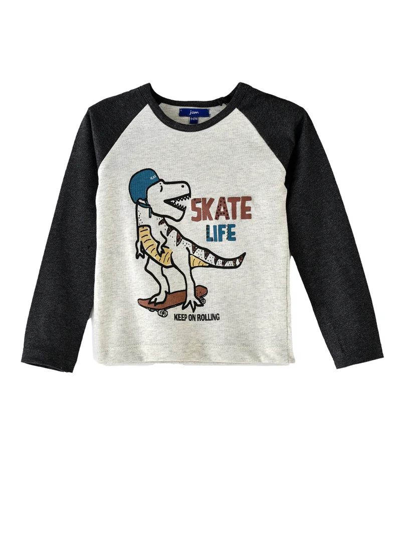 JAM Boys' 'Skate Life' Dinosaur Graphic Raglan Long-Sleeve Tee
