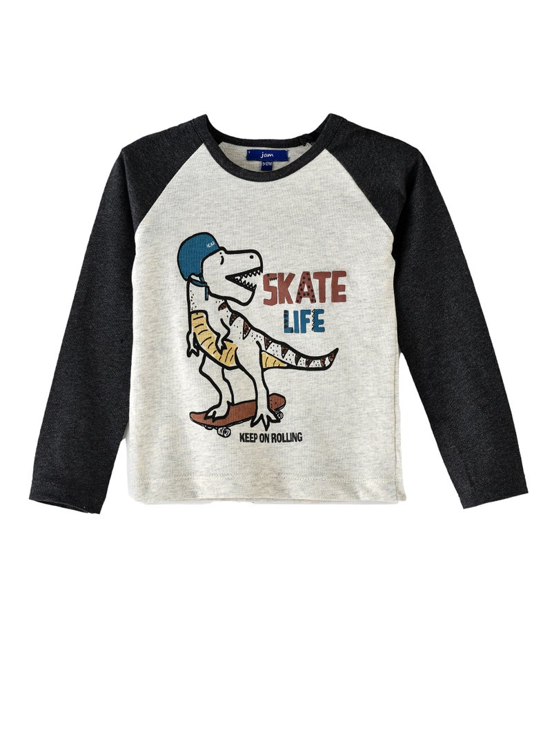 JAM Boys' 'Skate Life' Dinosaur Graphic Raglan Long-Sleeve Tee - Image 1