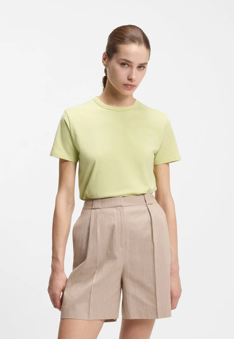 HUGO Cotton-jersey T-shirt with embroidered script logo