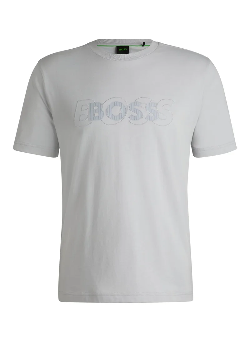 BOSS Cotton-jersey T-shirt with double logo artwork