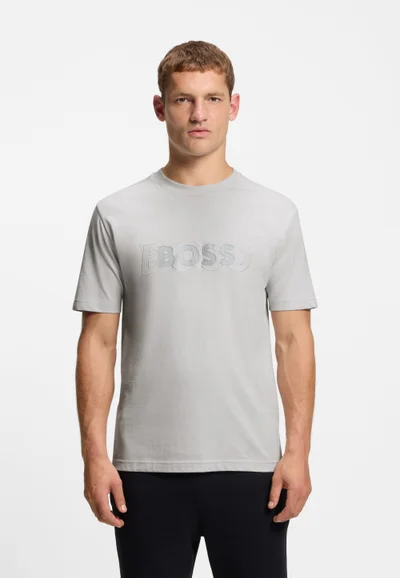 بوس Cotton-jersey T-shirt with double logo artwork