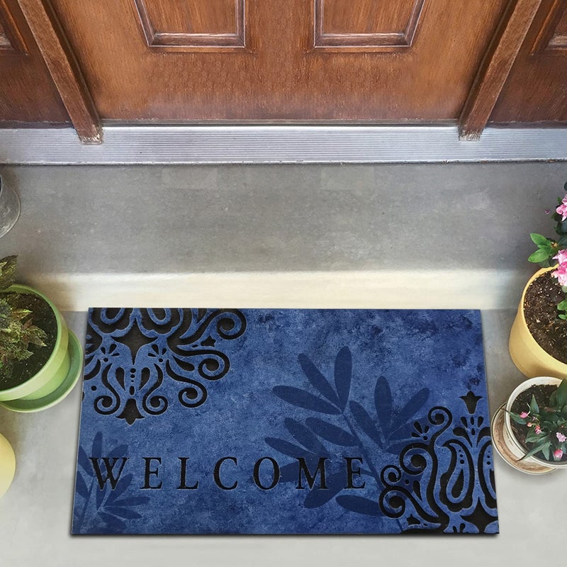 Obsessions Anti-Skid Outdoor Rubber Doormat 45x76cm, Navy - Image 1