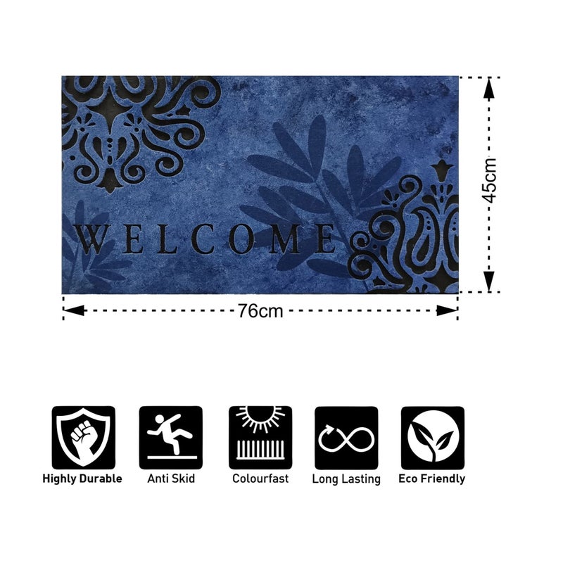 Obsessions Anti-Skid Outdoor Rubber Doormat 45x76cm, Navy - Image 2