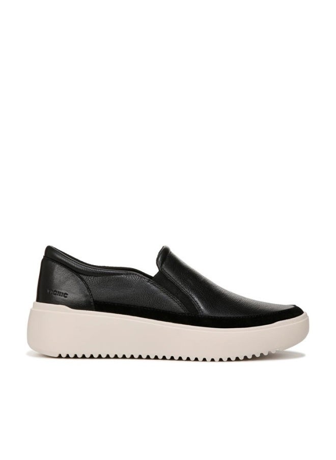 Vionic Women's Kearny Sneaker, Black Leather, 39 EU - Image 1