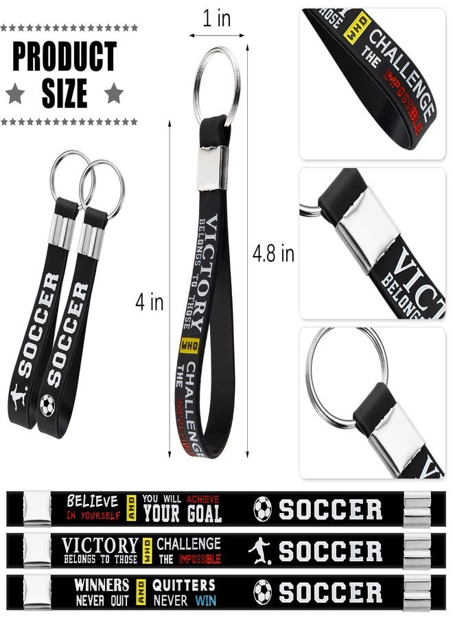 MTLEE 24 Pcs Soccer Keychains Bulk with Motivational Quotes Football Keychains for Team Sports Fan School Carnival Reward Soccer Party Favors Birthday Party Gifts Bags Stuffers - Image 2