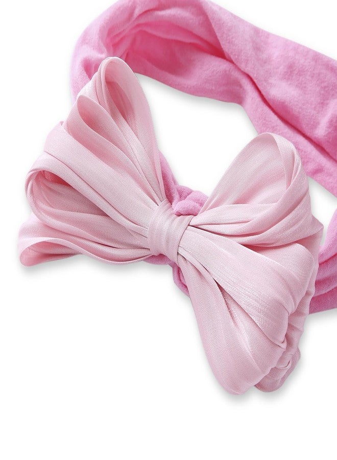 Arendelle Pure Cotton Headband with Double Layered Pink Bow for Babies (0-2 Years) [AHA394] - Image 3