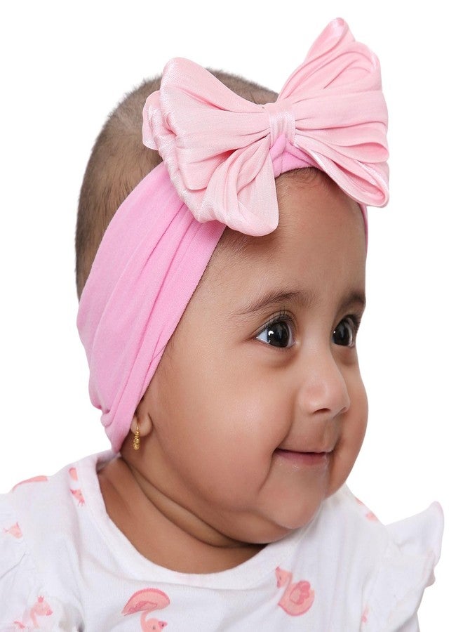 Arendelle Pure Cotton Headband with Double Layered Pink Bow for Babies (0-2 Years) [AHA394] - Image 1