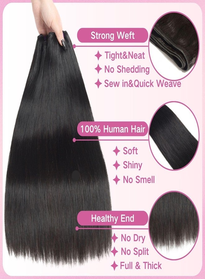 Beauty Queen Brazilian Human Hair Bundles Straight (18 18 18 Inch) 16A Grade 100% Unprocessed Virgin Weave 3 Bundles Straight Thick Remy Hair Extensions for Women Natural Color - Image 2