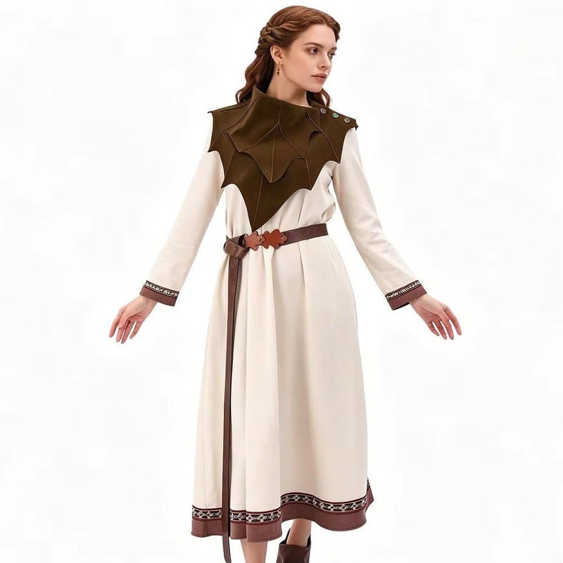 Sanfly Women Leaf Shawl Polyester Medieval Renaissance Vintage Shoulder Cape Halloween Cosplay Costume - Image 4