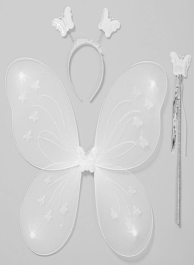رويالز أجنحة جنية ملكية، دعامة لحفلات أعياد ميلاد الأطفال، زي أجنحة فراشة جنية للفتيات الصغيرات (أبيض) - Image 1